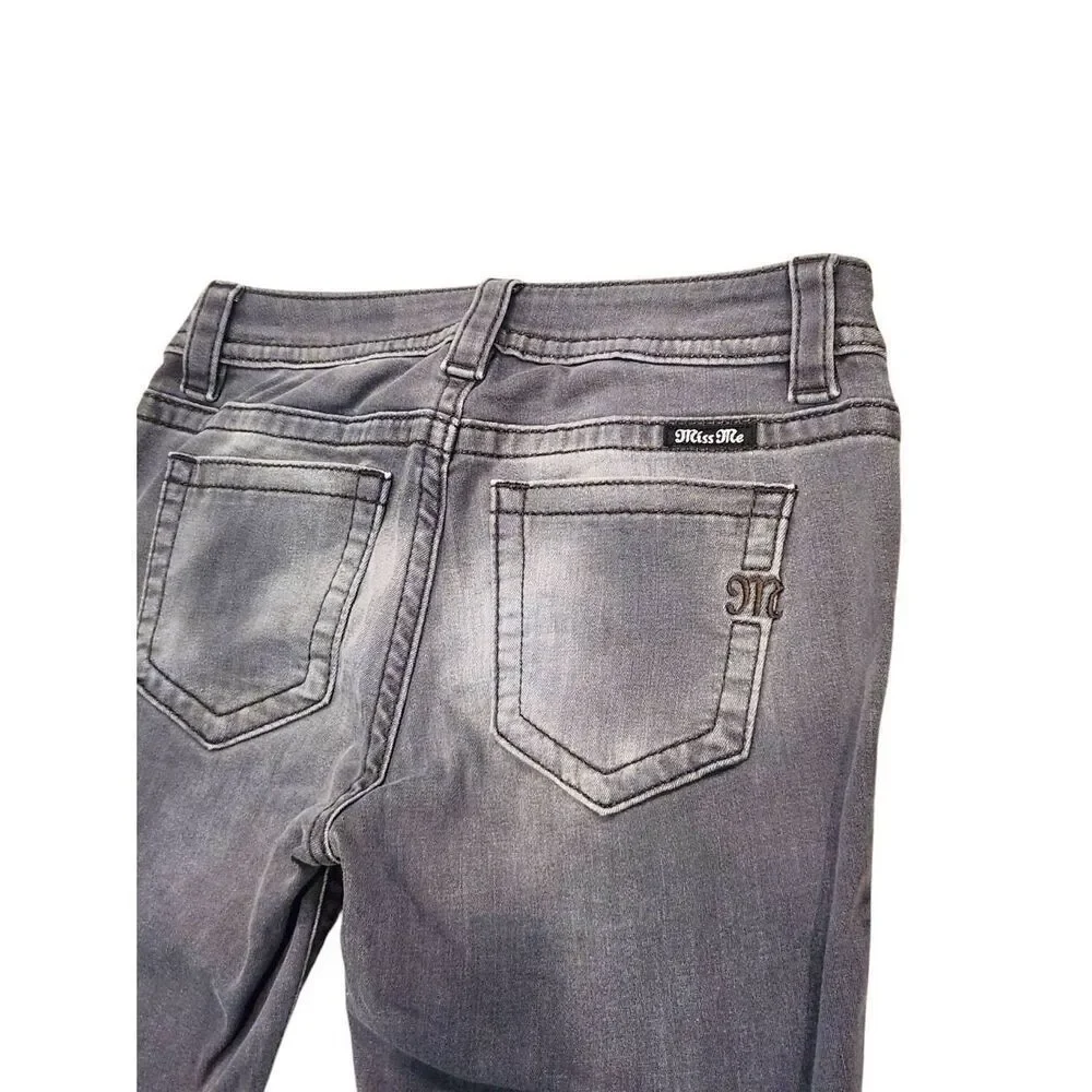 Miss Me 'mid-rise skinny' women 27x29 measured Gray wash Logo denim jeans - Picture 8 of 10